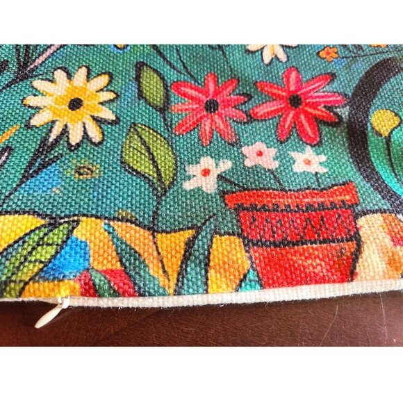 Black Cat Throw Pillow Covers 2 Decorative Cases Floral Decor Sofa Couch Accent - Picture 15 of 15